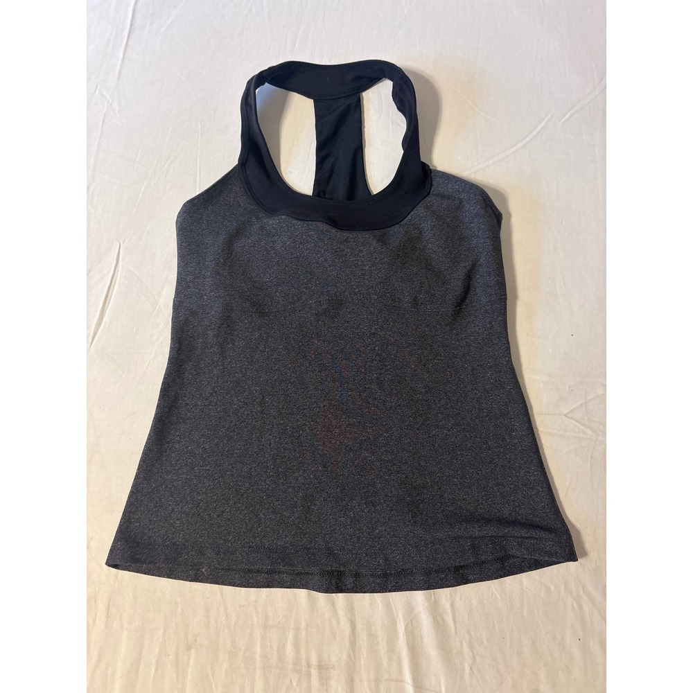 Rese Racerback Tank Top Womens Small Grey‎ Black Shelf Bra Activewear USA 2954
